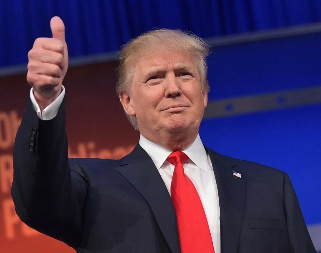 Donald J. Trump giving a thumbs up